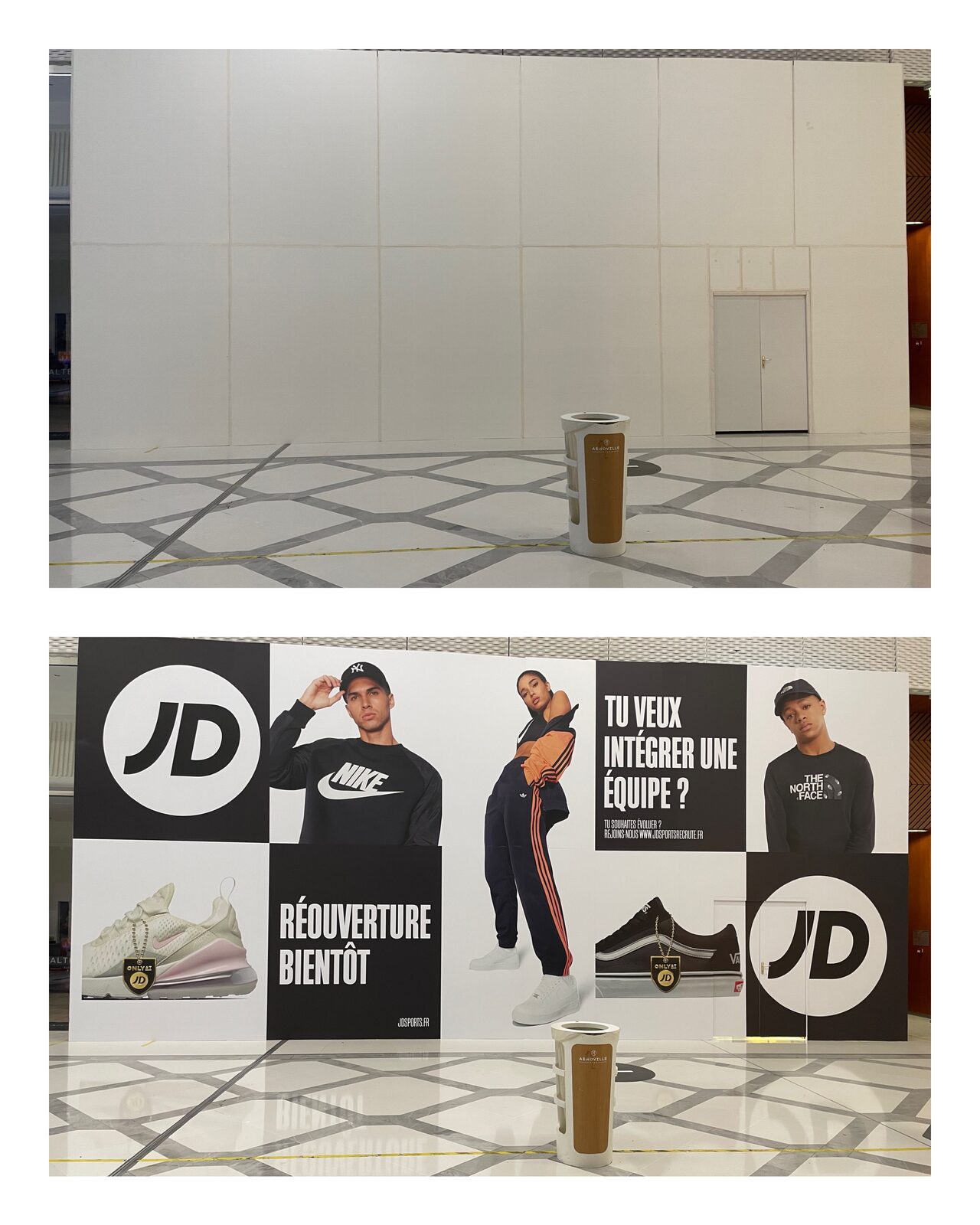 Habillage de mur JD Sports en centre commercial