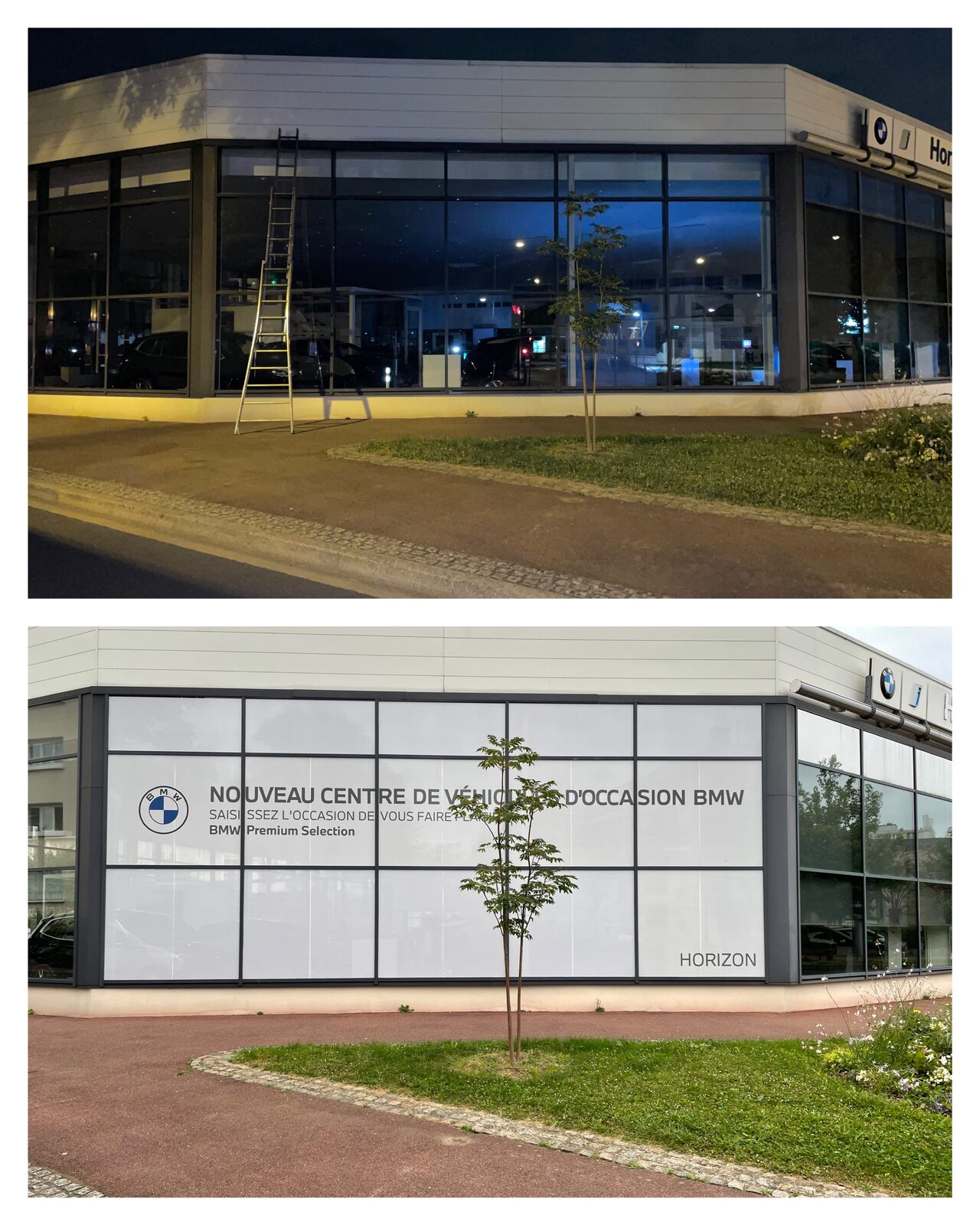 Habillage vitrine concession BMW
